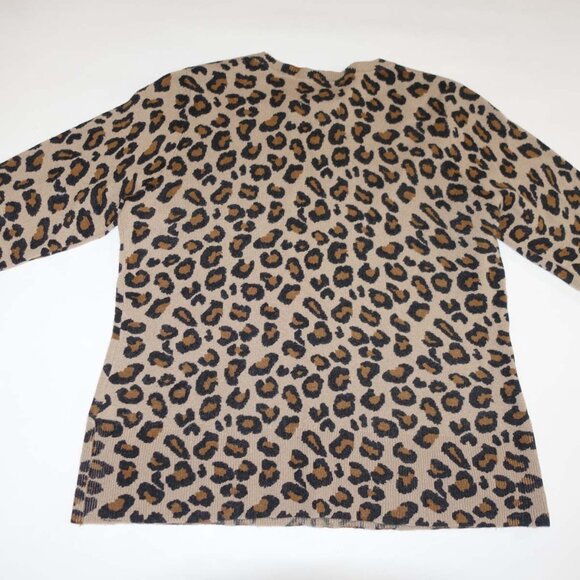 Cynthia Rowley Women's 100% Cashmere Crewneck Sweater Large Brown Leopard Print - Picture 5 of 5